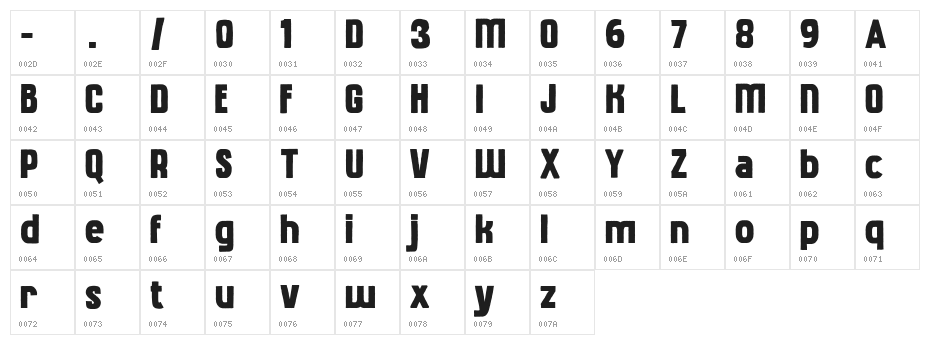 Dhino Regular Character Map