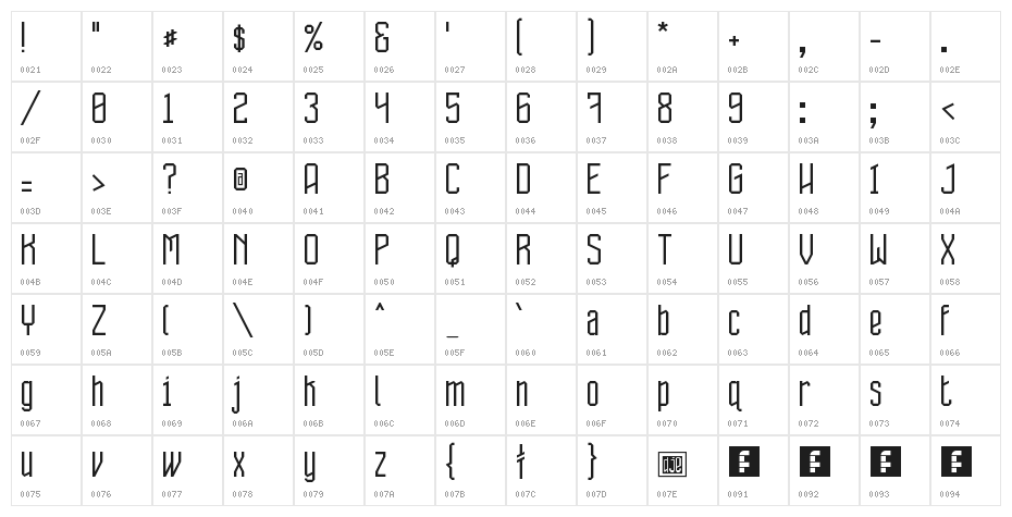 Dhuwur Regular Character Map