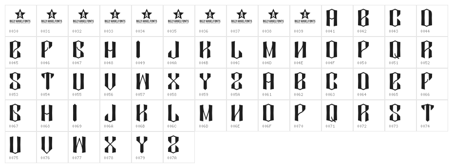 DIAMOND DUST Character Map