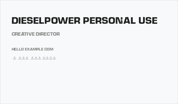 DIESELPOWER PERSONAL USE  Business Card