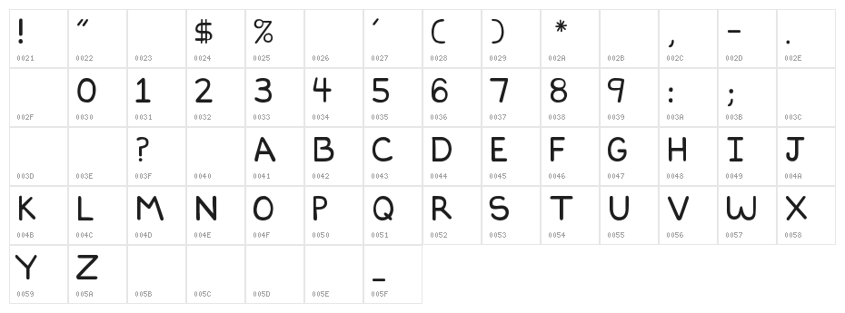 DILBERTFONT2 Character Map