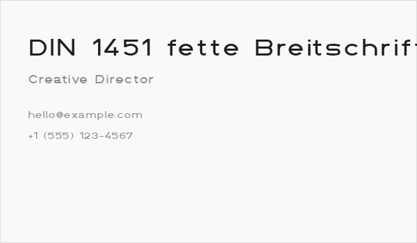 DIN 1451 fette Breitschrift 1936 Business Card