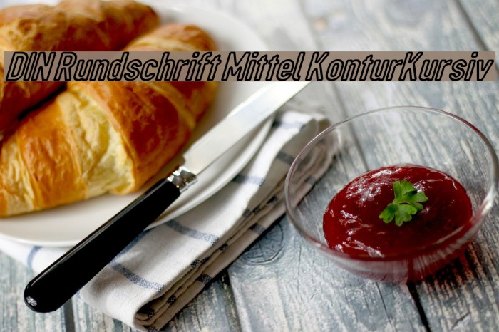 DIN Rundschrift Mittel KonturKursiv Font examples