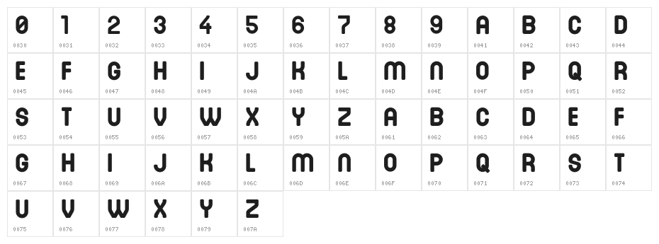 DINASTI-Bold Character Map