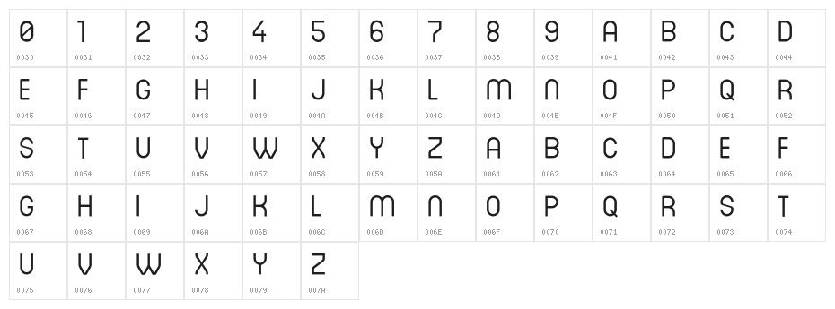 DINASTI-Regular Character Map
