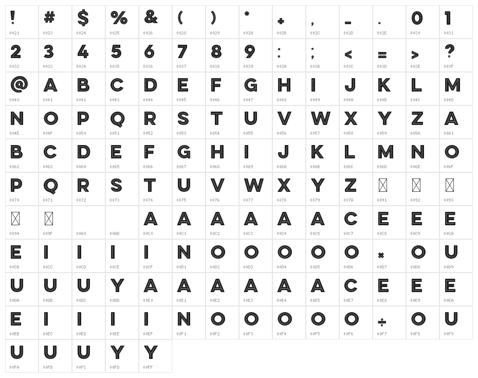 DISC HOUSE Character Map