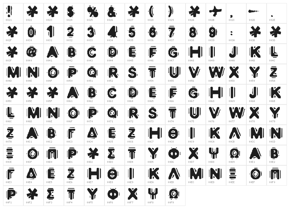 DISCOBOX Character Map