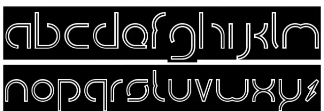 DISMECHA_Hollow_inverse Schriftart Kleinbuchstaben