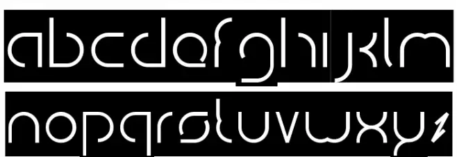 DISMECHA_Inverse Schriftart Kleinbuchstaben