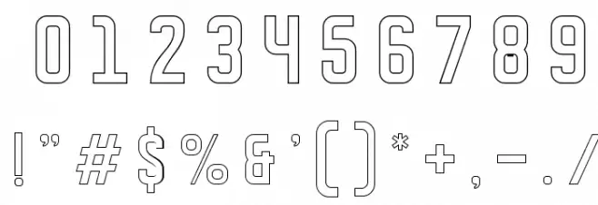 DISPLAYEDoutline Font OTHER CHARS