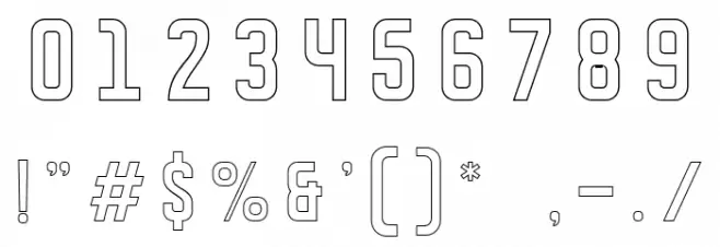 DISPLAYEDoutline Font OTHER CHARS