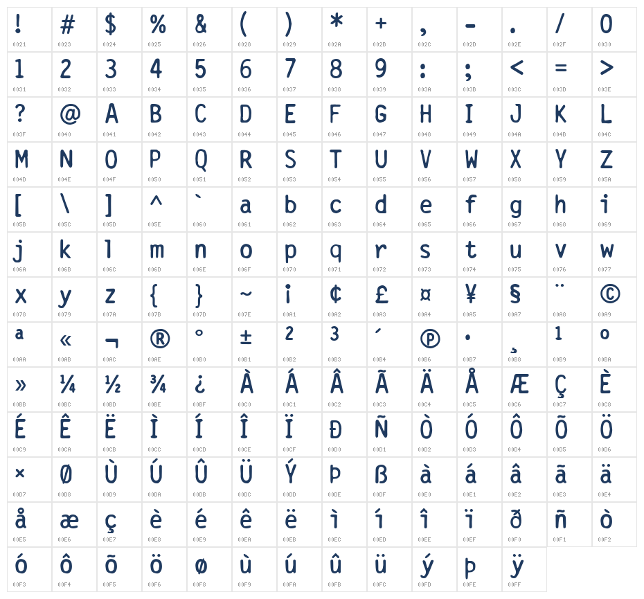 D.I.Y.  75 Regular Character Map