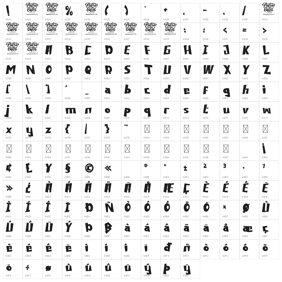DIZZY FENCE Character Map