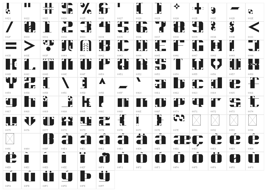 DiSJAMES Regular Character Map