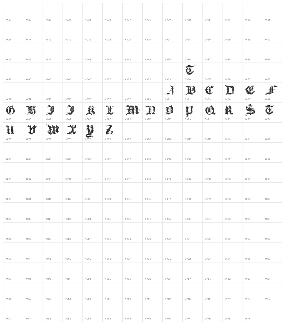 Diabolique Character Map
