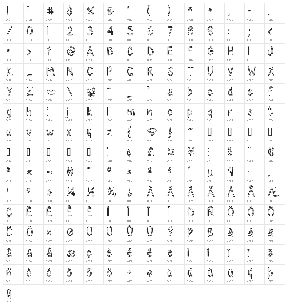 Diamond Girl Hollow Character Map