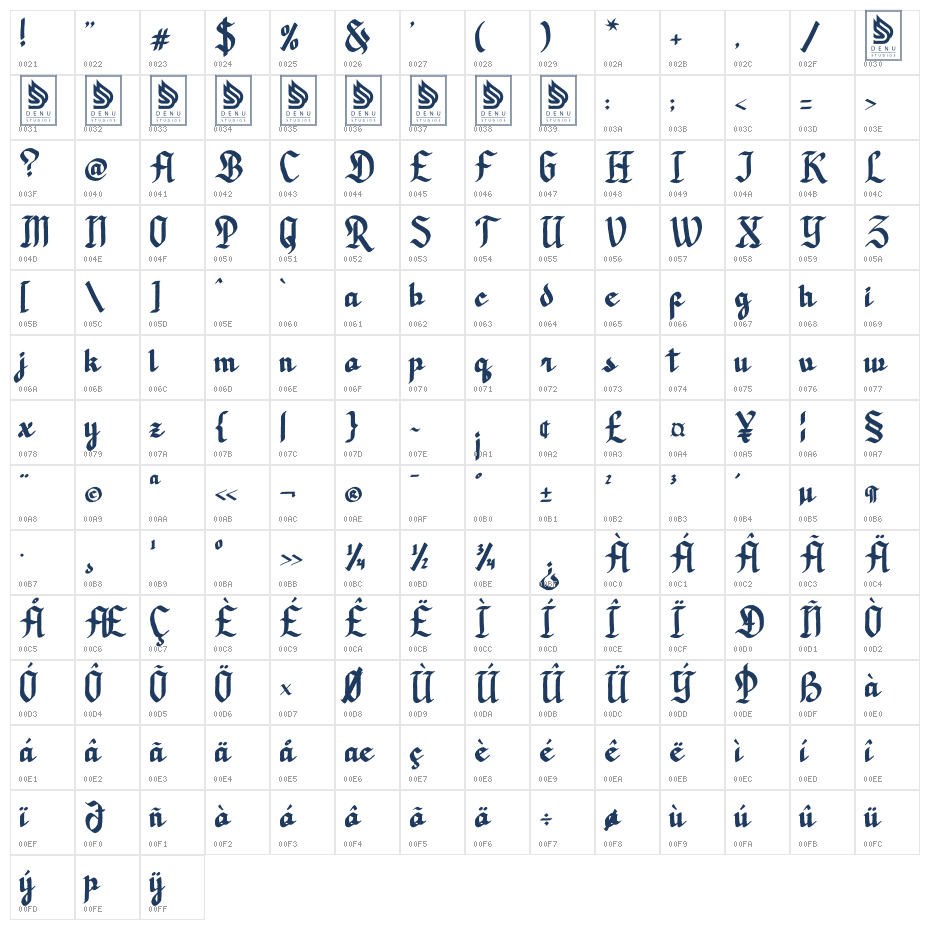 Dicaten Character Map