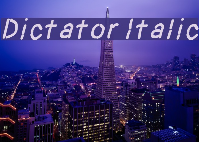 Dictator Italic Font examples