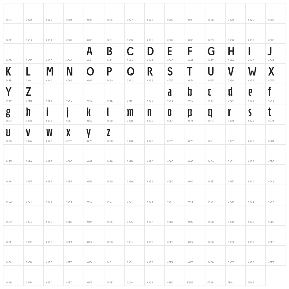DieUeberSchrift-Gequetschtreduc Character Map