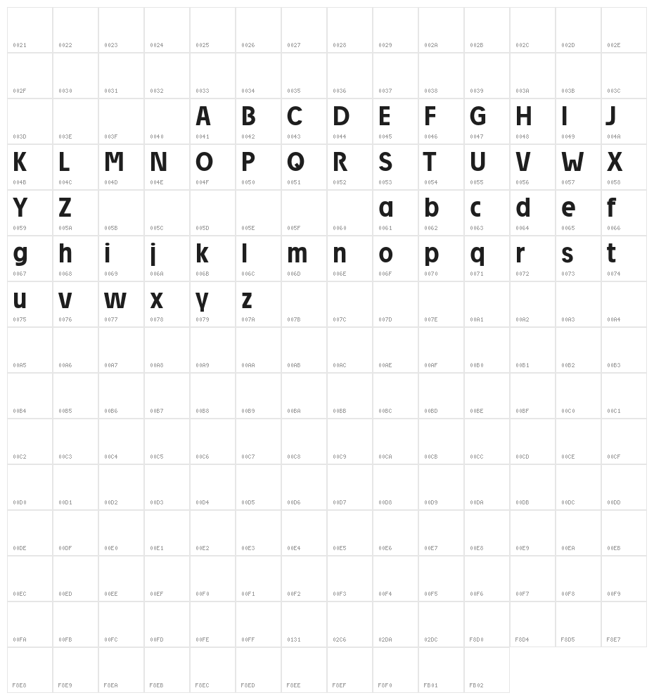 DieUeberSchrift-Halbfettreduced Character Map