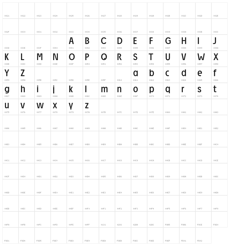 DieUeberSchrift-Normalreduced Character Map
