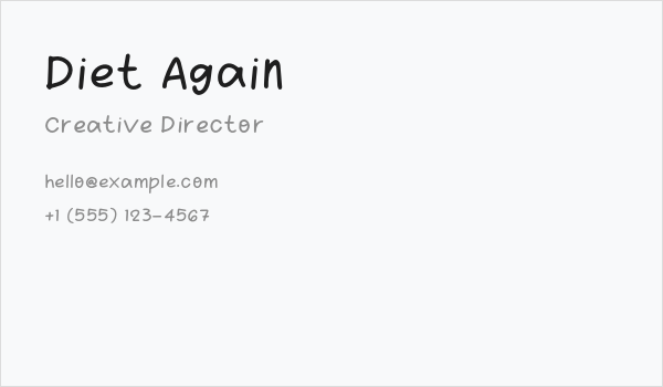 Diet Again Business Card