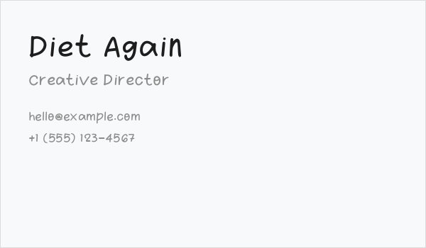 Diet Again Business Card