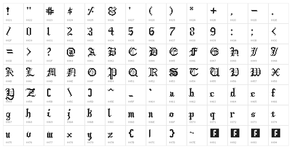 DigiCastle Regular Character Map