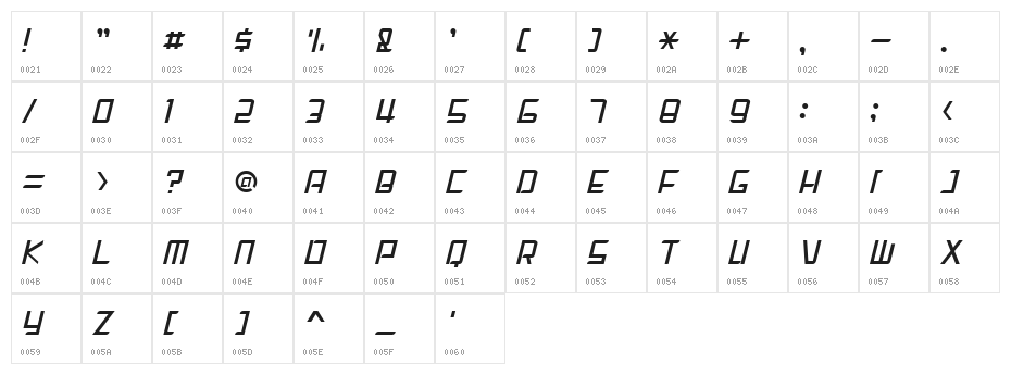 DigiMode1988 Character Map