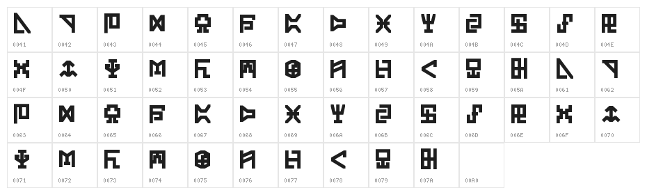 Digicode Bold Bold Character Map
