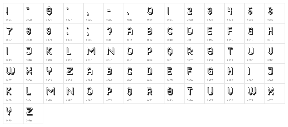 Digital Arcade Regular Character Map