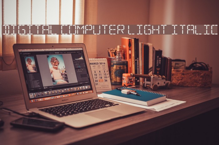 Digital Computer Light Italic Font examples