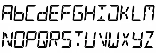 Digital Counter 7 Italic Caratteri MINUSCOLO