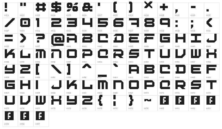 Digital Desolation Regular Character Map