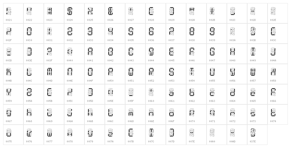 Digital Dust Character Map