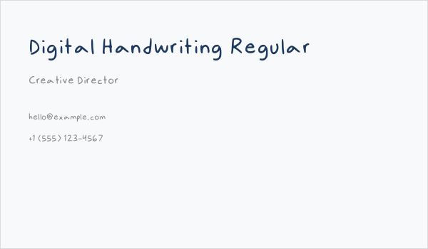 Digital Handwriting Regular Business Card
