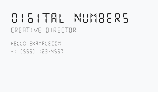 Digital Numbers Business Card