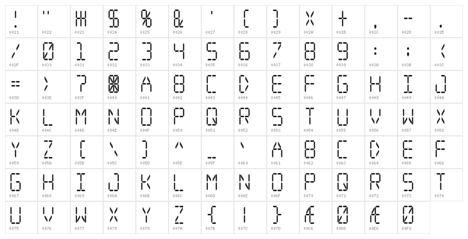 Digital dream Narrow Character Map