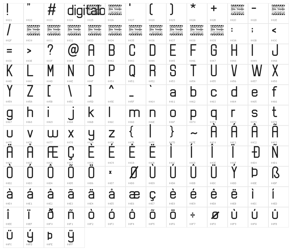 Digitalo Personal Use Character Map