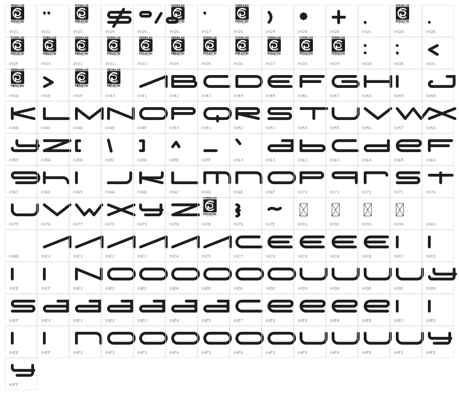 Digitechno FreeVersion Character Map