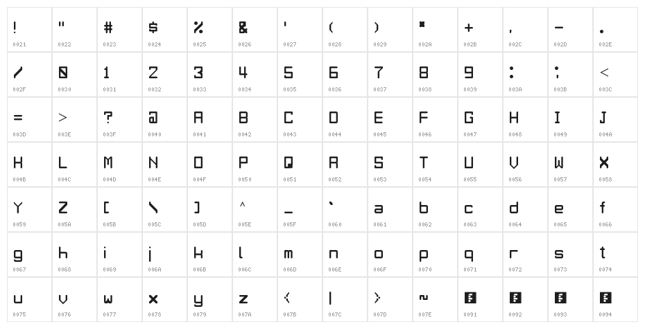 Digitrix Regular Character Map