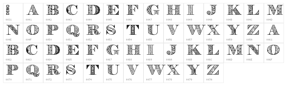 Digizen Demo Character Map