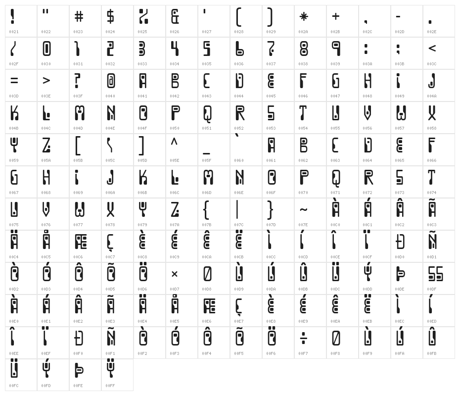 DignityOfLabour-Regular Character Map
