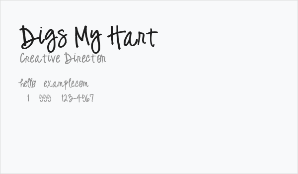 Digs My Hart Business Card