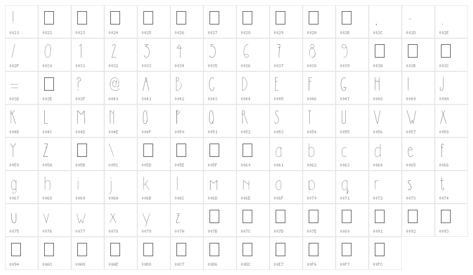 DilemHandwritten Medium Character Map