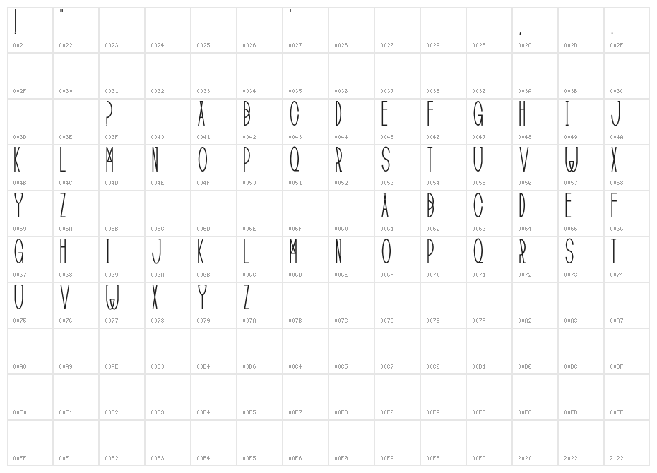 DillFrancis-Regular Character Map