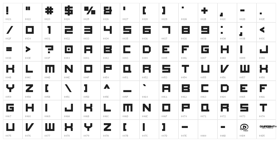Dinamight Character Map