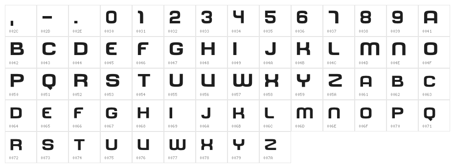 Dinamika Extrabold Character Map