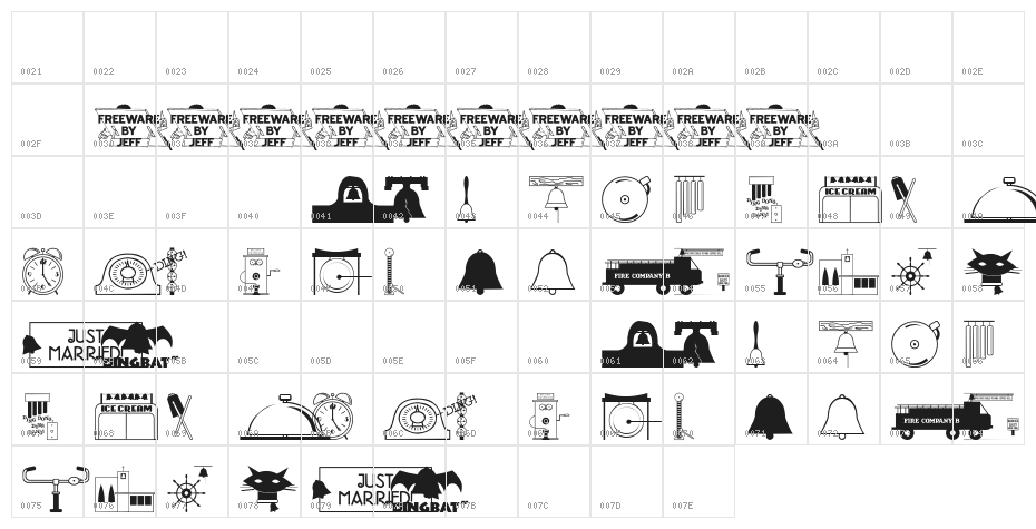 Ding Dong Dingbats JL Character Map