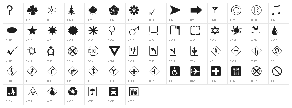 DingDong Signs o' the Times Character Map
